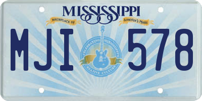 MS license plate MJI578