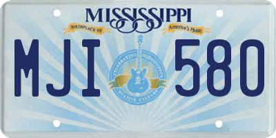 MS license plate MJI580