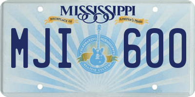 MS license plate MJI600