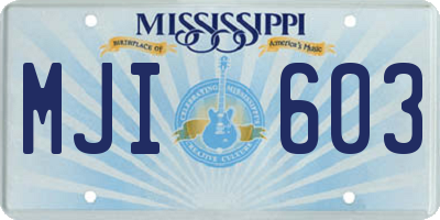 MS license plate MJI603