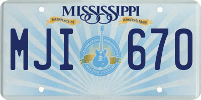 MS license plate MJI670