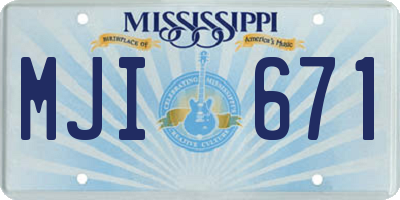 MS license plate MJI671