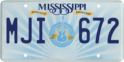 MS license plate MJI672