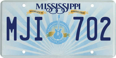 MS license plate MJI702