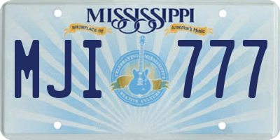 MS license plate MJI777