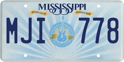 MS license plate MJI778