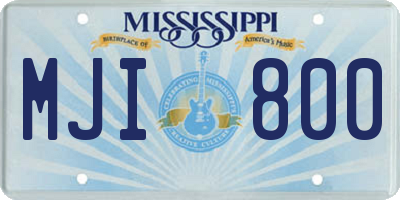 MS license plate MJI800