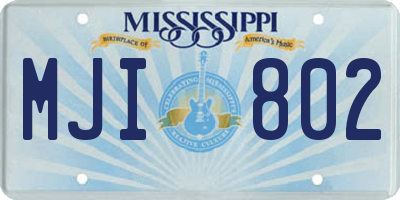 MS license plate MJI802
