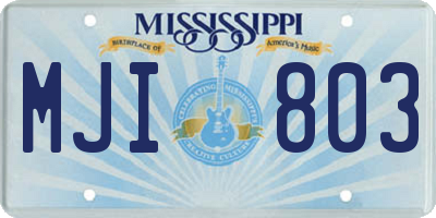 MS license plate MJI803