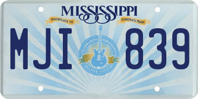 MS license plate MJI839