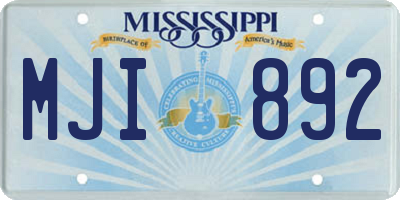 MS license plate MJI892