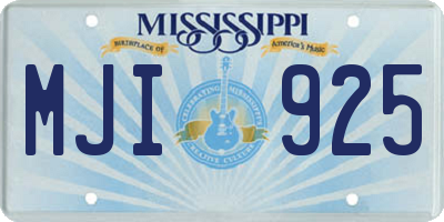 MS license plate MJI925