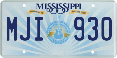 MS license plate MJI930