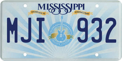 MS license plate MJI932