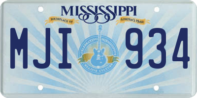 MS license plate MJI934