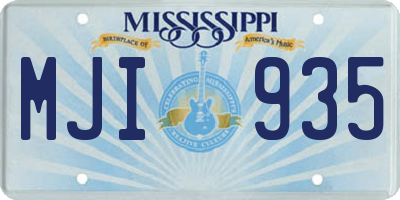 MS license plate MJI935
