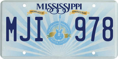 MS license plate MJI978