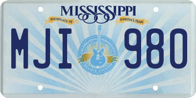 MS license plate MJI980