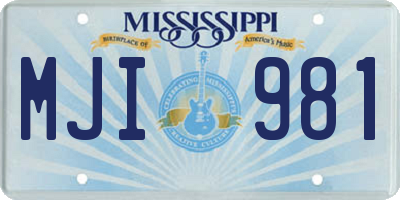 MS license plate MJI981