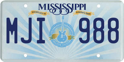 MS license plate MJI988