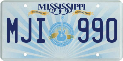 MS license plate MJI990