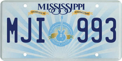 MS license plate MJI993