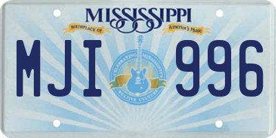 MS license plate MJI996