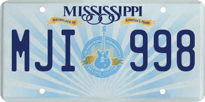 MS license plate MJI998