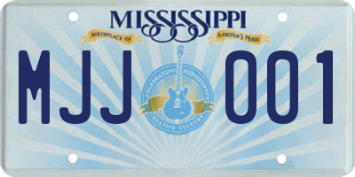 MS license plate MJJ001