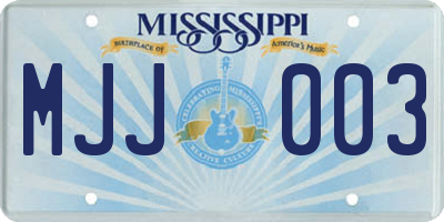 MS license plate MJJ003