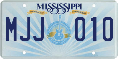 MS license plate MJJ010