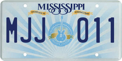 MS license plate MJJ011