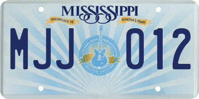 MS license plate MJJ012