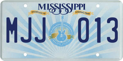 MS license plate MJJ013