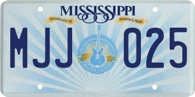 MS license plate MJJ025