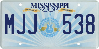 MS license plate MJJ538