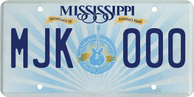 MS license plate MJK000