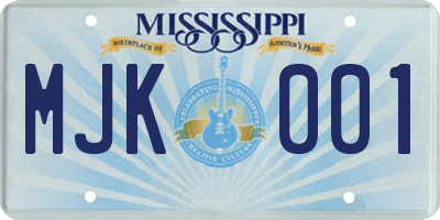 MS license plate MJK001