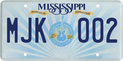 MS license plate MJK002