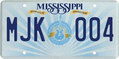 MS license plate MJK004
