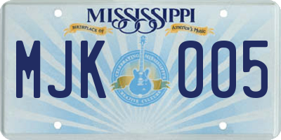 MS license plate MJK005