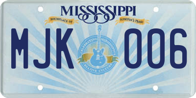 MS license plate MJK006