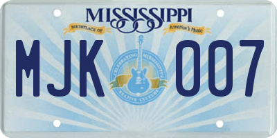 MS license plate MJK007