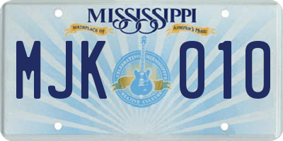 MS license plate MJK010
