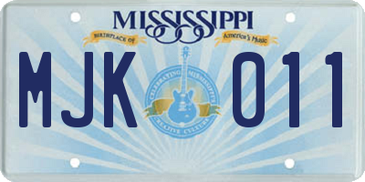 MS license plate MJK011