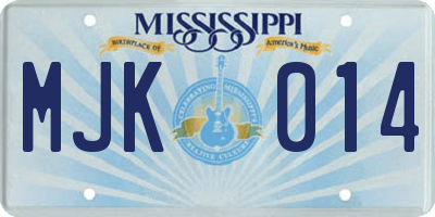 MS license plate MJK014