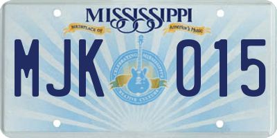 MS license plate MJK015