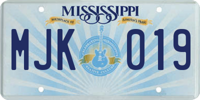 MS license plate MJK019