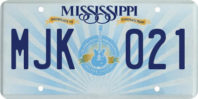 MS license plate MJK021