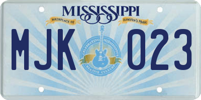 MS license plate MJK023